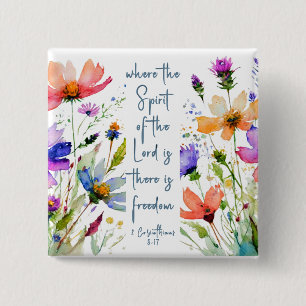 2 Corinthians 3:17 Freedom Bible Verse Inch Square Button