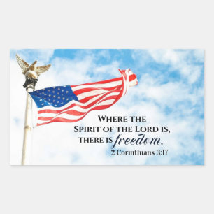 2 Corinthians 3:17 There is Freedom, American Flag Sticker