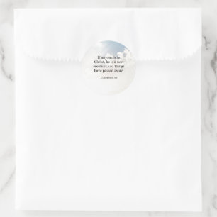 2 Corinthians 5:17, Bible verse, Classic Round Sticker