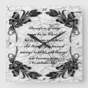 2 Corinthians 5:17 Square  Square Wall Clock