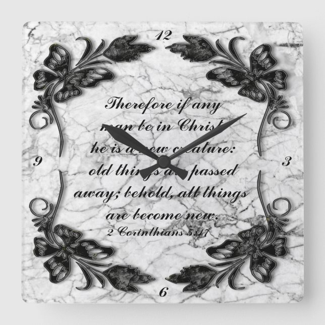 2 Corinthians 5:17 Square  Wall Clock (Front)