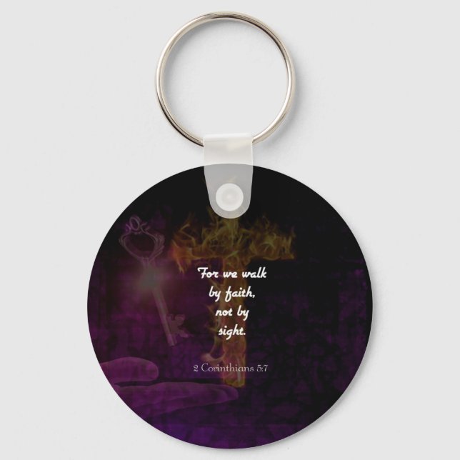 2 Corinthians 5:7 Bible Verse Quote About Faith Keychain (Front)