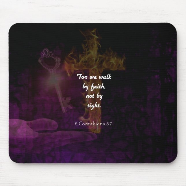 2 Corinthians 5:7 Bible Verse Quote About Faith Mouse Pad (Front)
