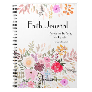 2 Corinthians 5:7 - Cheerful Spring Floral Faith Notebook