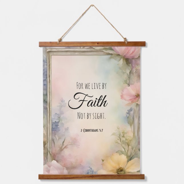 2 Corinthians 5:7 Christian Bible Verse Art Hanging Tapestry (Front)