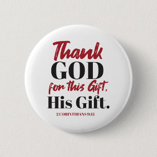 2 Corinthians 9:15 bible verse design I Inch Round Button
