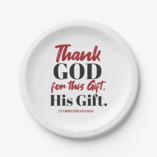 2 Corinthians 9:15 bible verse design I Paper Plate