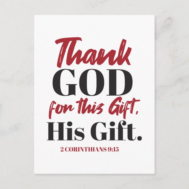2 Corinthians 9:15 bible verse design I Postcard (Front)