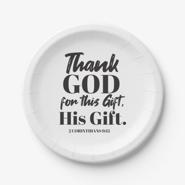 2 Corinthians 9:15 bible verse design II Paper Plate (Front)