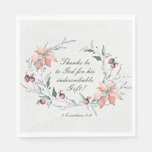 2 Corinthians 9:15 Thanks be to God Christmas Napkin (Front)