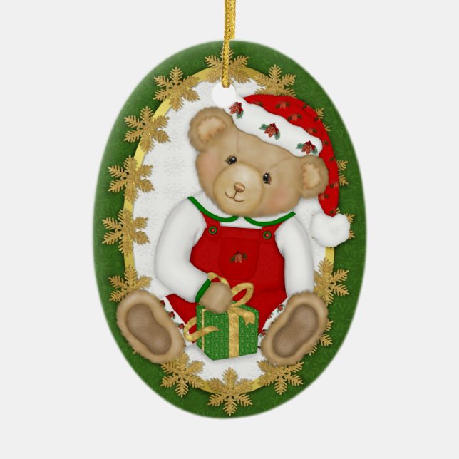 2 Côté - Beary Joyeux Teddy Ours Ornement (Devant)