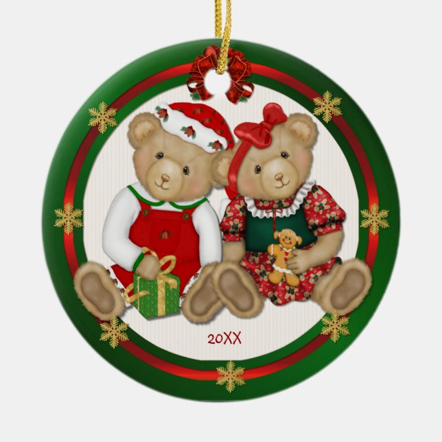 2 Côté - Beary Joyeux Teddy Ours Ornement (Devant)
