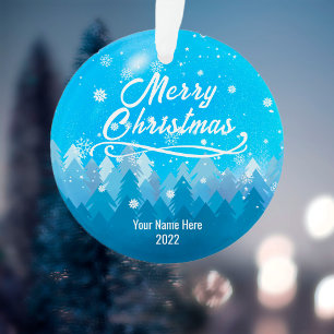 2 côtés Couché Bleu Neige & Forêt Joyeux Noël