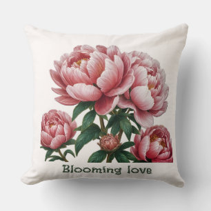 2 côtés noir & blanc Blooming love lancer oreiller
