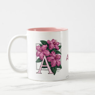2 Couleurs A pour la tasse de monogramme et de nom de fleur