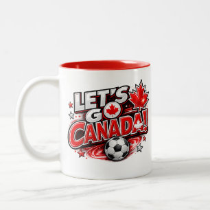 2 Couleurs ALLONS-Y CANADA ! Tasse pour les fans de soccer   