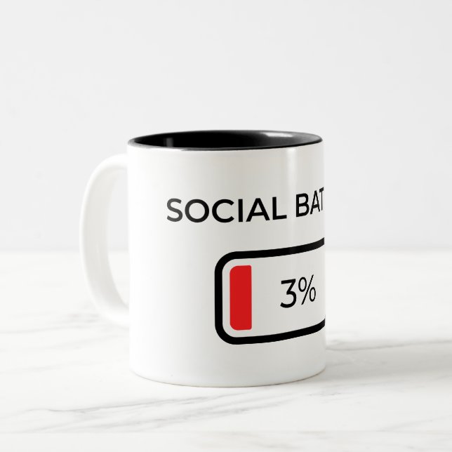 2 Couleurs Batterie sociale 3% - Tasse à café (Devant gauche)