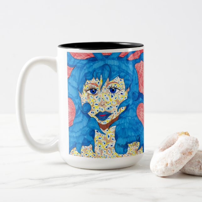 2 Couleurs Beauté dans la tasse bleue (Avec donut)