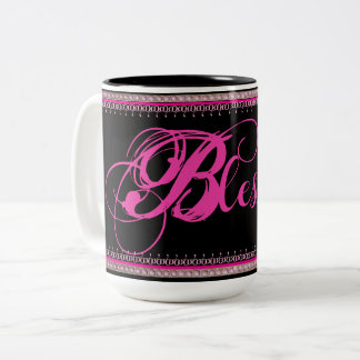 2 Couleurs Béni ! Tasse à café (Rose/Noir)