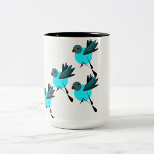 2 Couleurs Bleu Oiseaux tasse de café