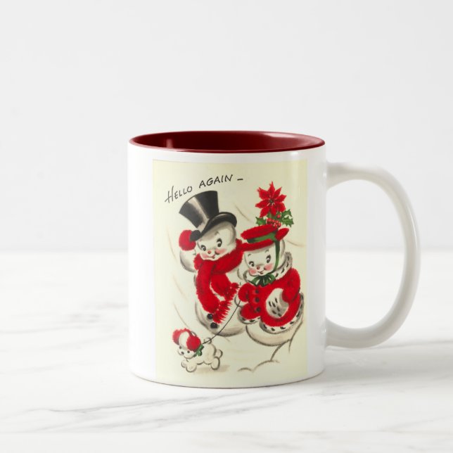 2 Couleurs Bonhomme de neige vintage et tasse de Snowwoman (Droit)