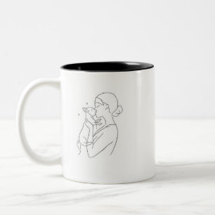 2 Couleurs Cadeau de maman de chien Tasse à café Art en ligne