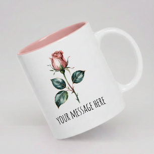 2 Couleurs Cadeau de tasse florale rose avec message personna