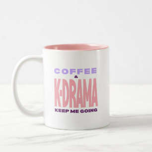 2 Couleurs Cadeau Tasse à Café Amoureux de Kdrama Typographie