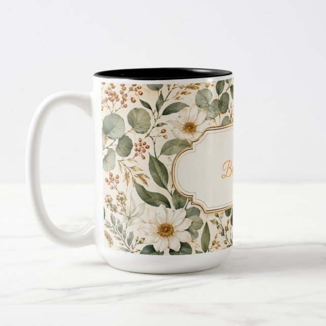 2 Couleurs Cadeau Tasse Marron Botanique Vintage But First Co (Gauche)