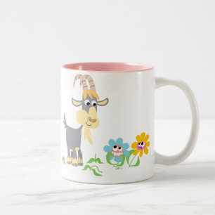 2 Couleurs Chèvre de bande dessinée et tasse mignonnes de
