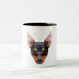 2 Couleurs Chien animal géométrique de Pinscher de tasse