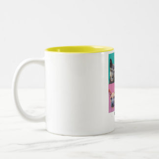 2 Couleurs chien en sticker sur tasse jaune
