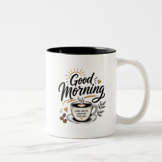 2 Couleurs Conception de tasse à café Bonjour | Bon café Bon 