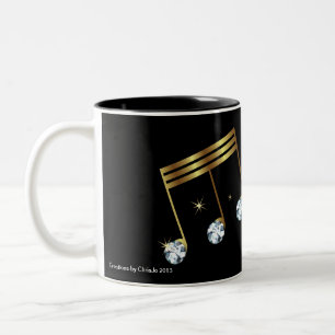 2 Couleurs Conception de tasse de note musicale de diamant et