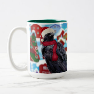2 Couleurs Corbeau de Noël tout décoré Café tasse