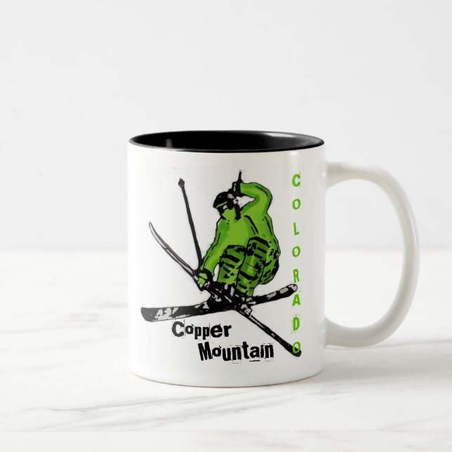 2 Couleurs Cuper Mountain Colorado écolo skier café tasse (Droit)