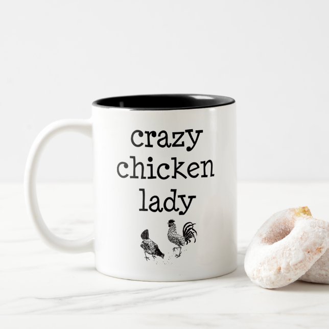2 Couleurs Dame folle de poulet - tasse de deux tons (Avec donut)