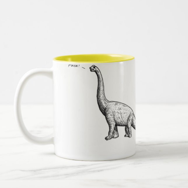 2 Couleurs Dinosaure, F*ck, tasse animale (Gauche)