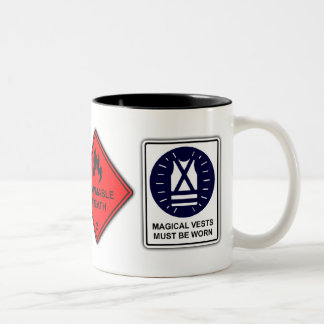 2 Couleurs Dragon de danger - tasse drôle de geek de panneau
