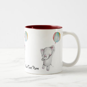 2 Couleurs Éléphant de bébé avec la tasse de ballon
