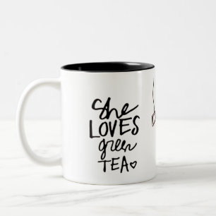 2 Couleurs elle aime la tasse de thé vert