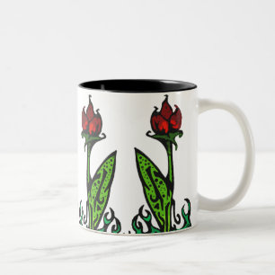 2 Couleurs Fleur rouge répétant la tasse