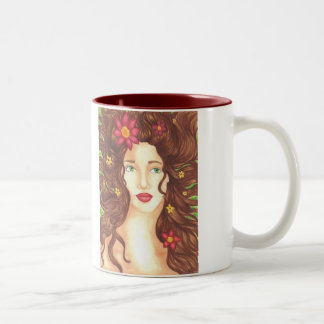 2 Couleurs Fleurs dans sa tasse 11oz (blanc/rouge foncé) de