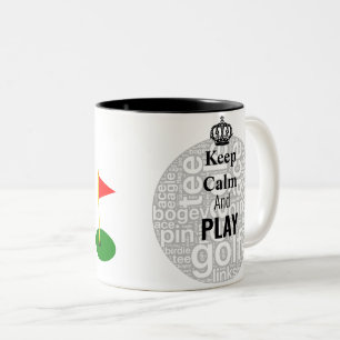 2 Couleurs Gardez le calme et la tasse de golf personnalisée