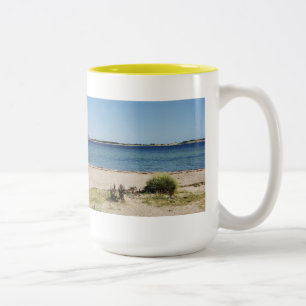 2 Couleurs Grande tasse bicolore de plage jaune et de mer