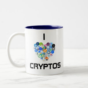 2 Couleurs J'aime la tasse de Cryptos