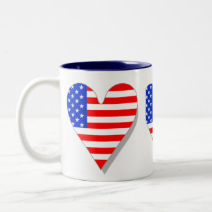 2 Couleurs J'aime la tasse de drapeau de coeur de l'Amérique