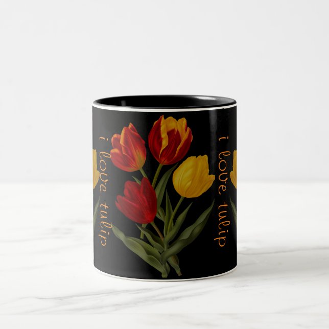 2 Couleurs j'aime la tasse de tulipe (Centre)
