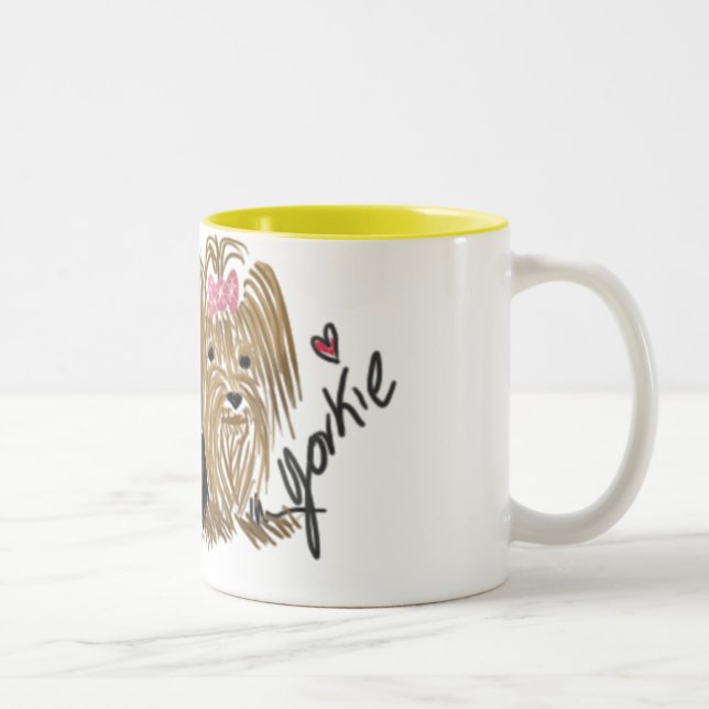 2 Couleurs J'aime ma tasse de café de Yorkie (Droit)