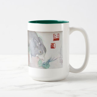 2 Couleurs Jaspe la tasse à deux tons de lapin - vert
